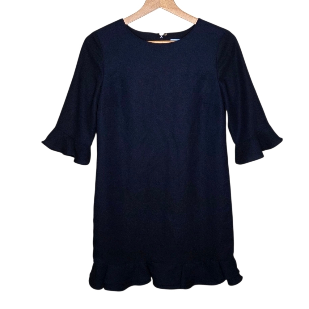 Cece | Black Ruffle Short Sleeve Dress with Ruffled Hem Size 0